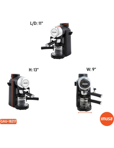 Cafetera Eléctrica Imusa 4 Tazas Espresso/Cappuccino Negra