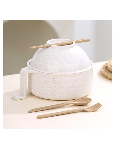 Juego de Tazones de Ramen MIUVA para Microondas 820ml Beige