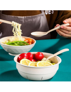 Juego de Tazones de Ramen MIUVA para Microondas 820ml Beige 2