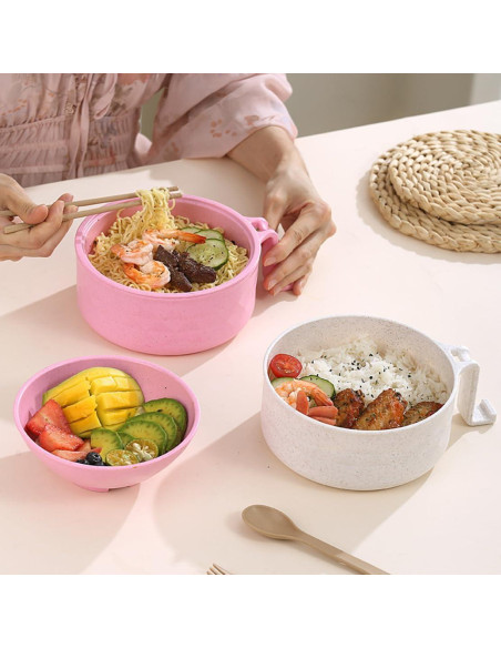 Juego de Tazones de Ramen MIUVA para Microondas 820ml Beige