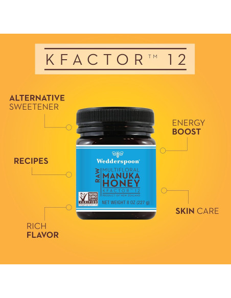Miel de Manuka Cruda Wedderspoon KFactor 12 226.8 g No Pasteurizada