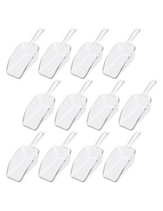 12 Cucharones de Plástico Transparente para Alimentos 19.3 cm
