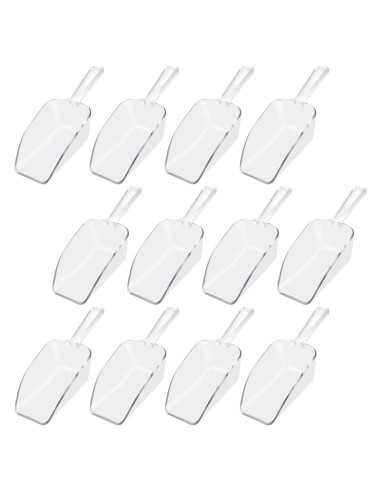 12 Cucharones de Plástico Transparente para Alimentos 19.3 cm