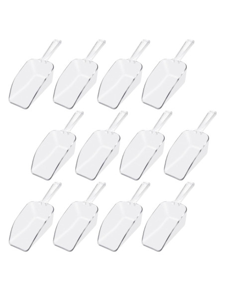 12 Cucharones de Plástico Transparente para Alimentos 19.3 cm