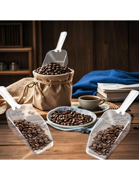 12 Cucharones de Plástico Transparente para Alimentos 19.3 cm