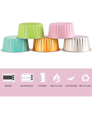 Forros para Cupcakes EUSOAR 50pcs Aluminio 141.75g 5 Colores