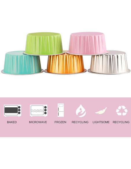 Forros para Cupcakes EUSOAR 50pcs Aluminio 141.75g 5 Colores