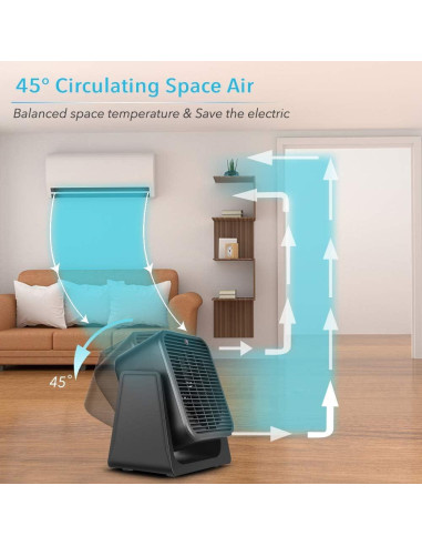 Ventilador y Calefactor 2 en 1 TRUSTECH SFH-181TP, Negro