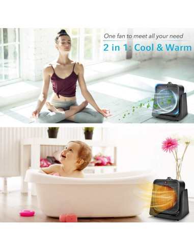 Ventilador y Calefactor 2 en 1 TRUSTECH SFH-181TP, Negro