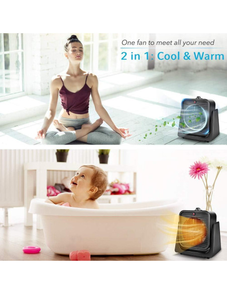 Ventilador y Calefactor 2 en 1 TRUSTECH SFH-181TP, Negro