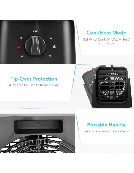 Ventilador y Calefactor 2 en 1 TRUSTECH SFH-181TP, Negro