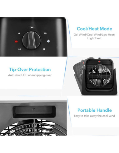 Ventilador y Calefactor 2 en 1 TRUSTECH SFH-181TP, Negro