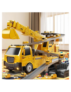 Juego de Camiones de Construcción 2 en 1 NIPLOOOW con Luz y Sonido