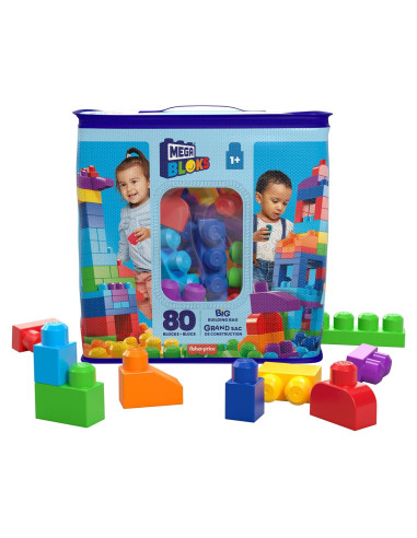 Mega Bloks Bolsa Grande de Construcción 80 Piezas Azul