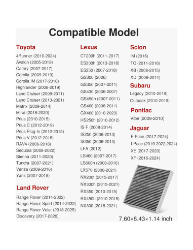 Filtro de Aire de Cabina Puroma CP285 para Toyota y Lexus