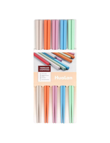 Palillos de Fibra de Vidrio Coloridos HuaLan, 24.1 cm, 5 Pares