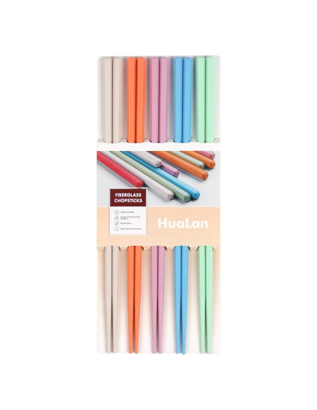 Palillos de Fibra de Vidrio Coloridos HuaLan, 24.1 cm, 5 Pares