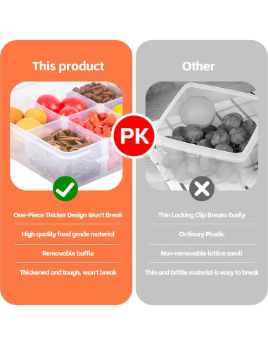 Contenedor de Snacks AQSXO 8 Compartimentos Reutilizable 284g