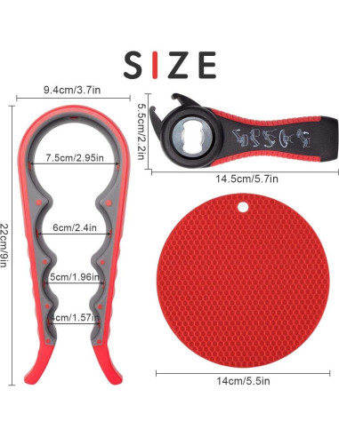 Abridor de Tarros y Botellas 5 en 1 BAGTeck - Set de 3 Piezas