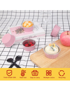 Moldes para Cupcakes LNYZQUS 5oz con Tapas - Paquete 100 Piezas 2