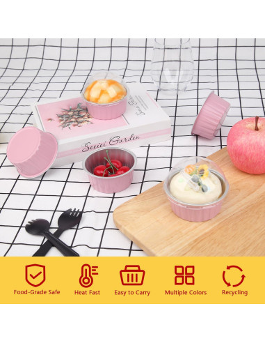 Moldes para Cupcakes LNYZQUS 5oz con Tapas - Paquete 100 Piezas