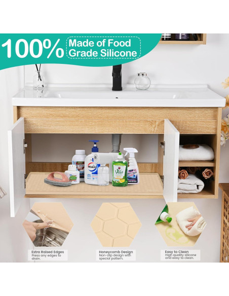 Alfombrilla Impermeable de Silicona FORWOS 56x48 cm Beige