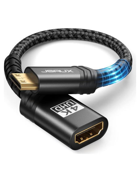 Adaptador Mini HDMI a HDMI JSAUX 4K 60Hz 18Gbps Negro