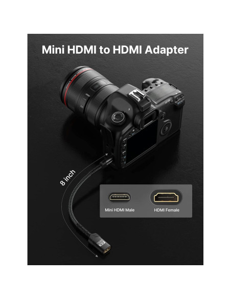 Adaptador Mini HDMI a HDMI JSAUX 4K 60Hz 18Gbps Negro