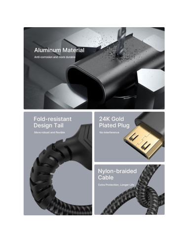 Adaptador Mini HDMI a HDMI JSAUX 4K 60Hz 18Gbps Negro