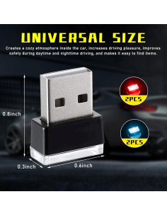 Lámpara LED de Ambiente Interior para Auto Augeny USB 4 PCS 2