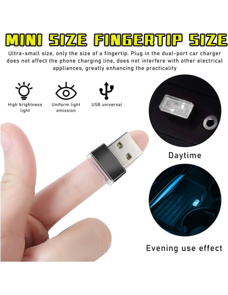 Lámpara LED de Ambiente Interior para Auto Augeny USB 4 PCS