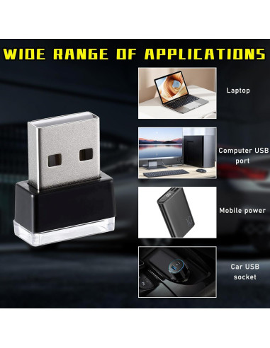 Lámpara LED de Ambiente Interior para Auto Augeny USB 4 PCS