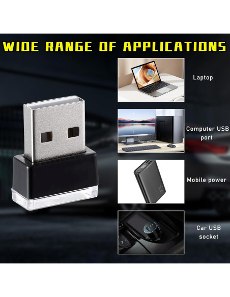 Lámpara LED de Ambiente Interior para Auto Augeny USB 4 PCS