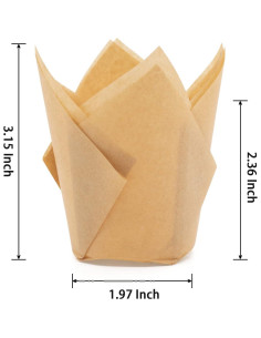 100 Moldes para Hornear Cupcakes Tulipán DC QZHMKJ Natural 2