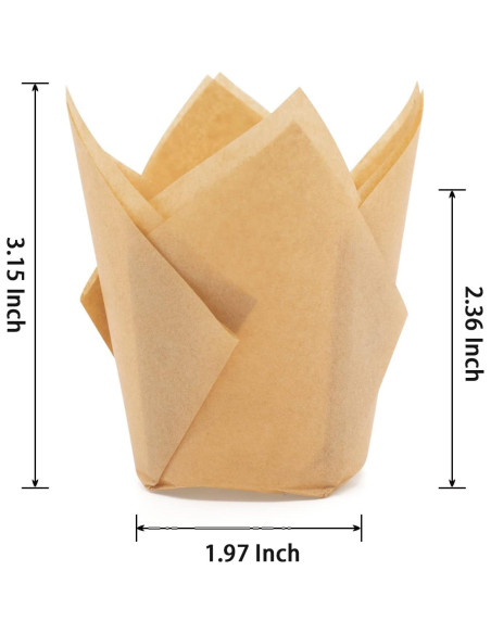 100 Moldes para Hornear Cupcakes Tulipán DC QZHMKJ Natural