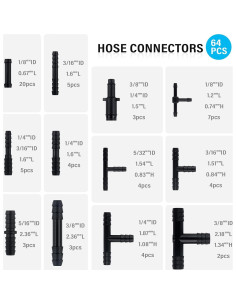 Kit de Conectores de Manguera de Vacío OFBAND 64PCS Nylon 2