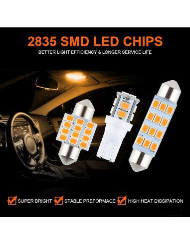 Juego de 24 Bombillas LED Ámbar iFunyLED para Automóvil