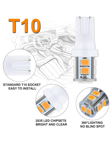 Juego de 24 Bombillas LED Ámbar iFunyLED para Automóvil