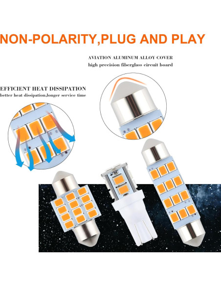 Juego de 24 Bombillas LED Ámbar iFunyLED para Automóvil