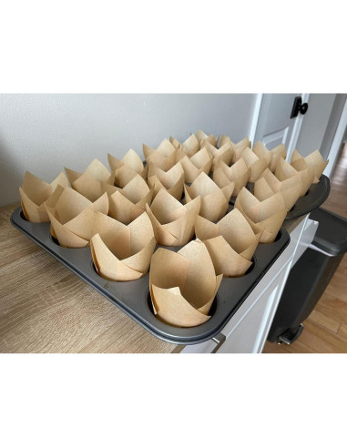 100 Moldes para Hornear Cupcakes Tulipán DC QZHMKJ Natural