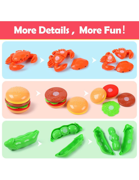 Conjunto de Juguetes de Comida HOLYFUN 34 Piezas para Cocina Infantil