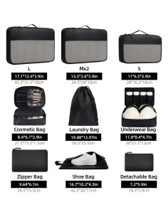 Set de Cubos de Empaque BAGAIL 9 Piezas para Viajes 2