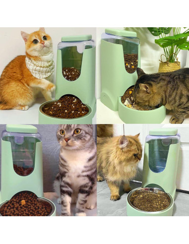 Comedero Automático Hamiledyi 2.8L Acero Inoxidable Verde Claro