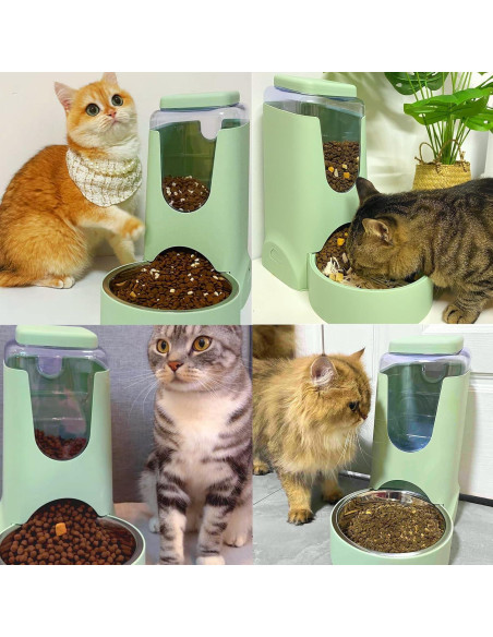 Comedero Automático Hamiledyi 2.8L Acero Inoxidable Verde Claro