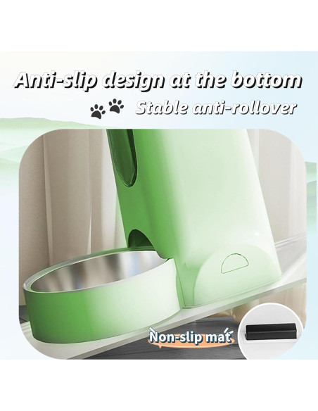 Comedero Automático Hamiledyi 2.8L Acero Inoxidable Verde Claro