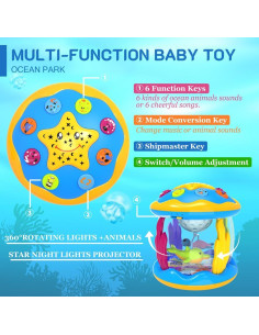 Proyector Musical para Bebés Jyusmile 0-18 Meses Luz y Sonido 2