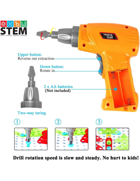 Juguete de Taladro Eléctrico HAPTIME 237 Piezas STEM 3-9 Años