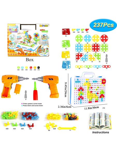 Juguete de Taladro Eléctrico HAPTIME 237 Piezas STEM 3-9 Años