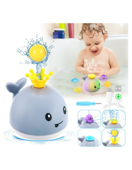 Juguete de Baño Ballena Gigilli con Luz y 4 Modos de Rociado