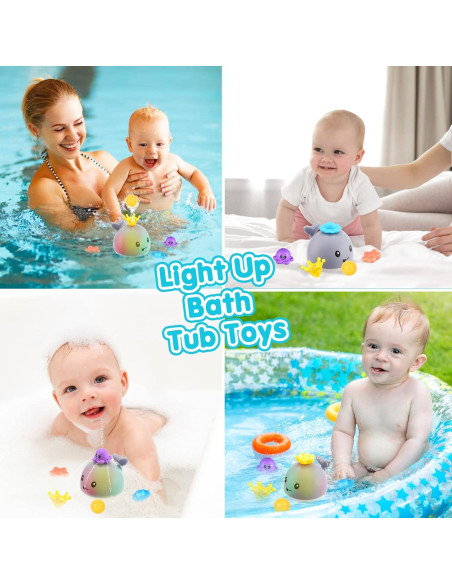 Juguete de Baño Ballena Gigilli con Luz y 4 Modos de Rociado